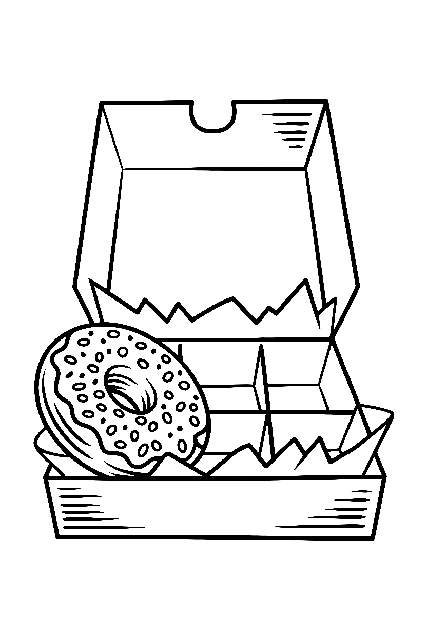 leaning donut bakery box drawing