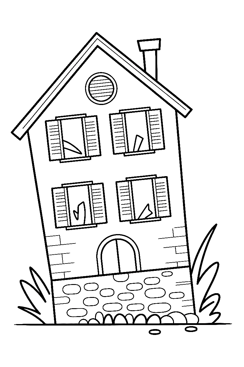 leaning haunted house foundation printable sheet