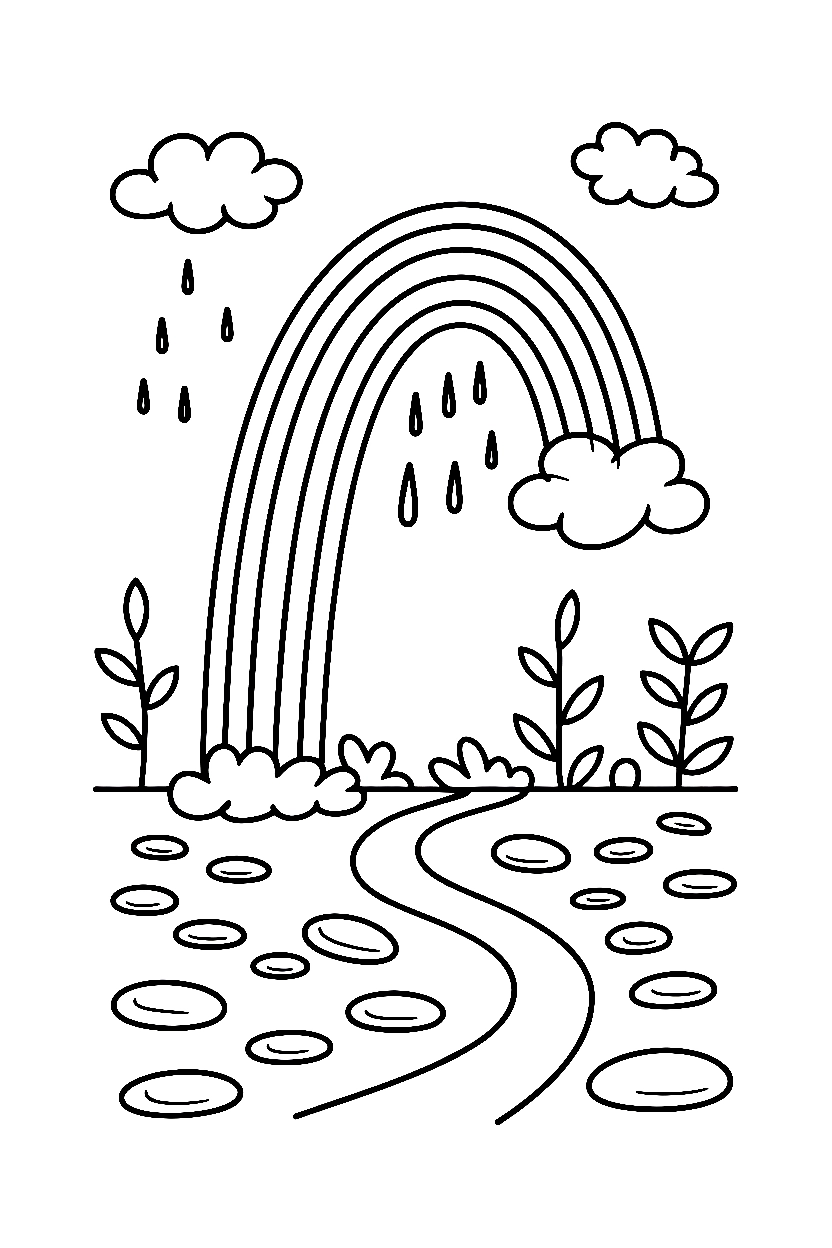 leaning rainbow valley stream coloring pages