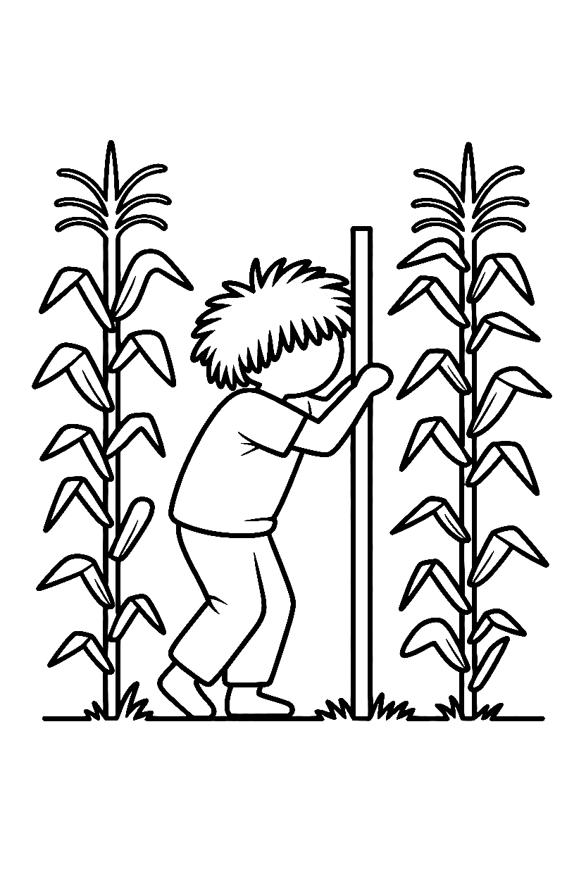 leaning scarecrow cornstalk rows printable sheet