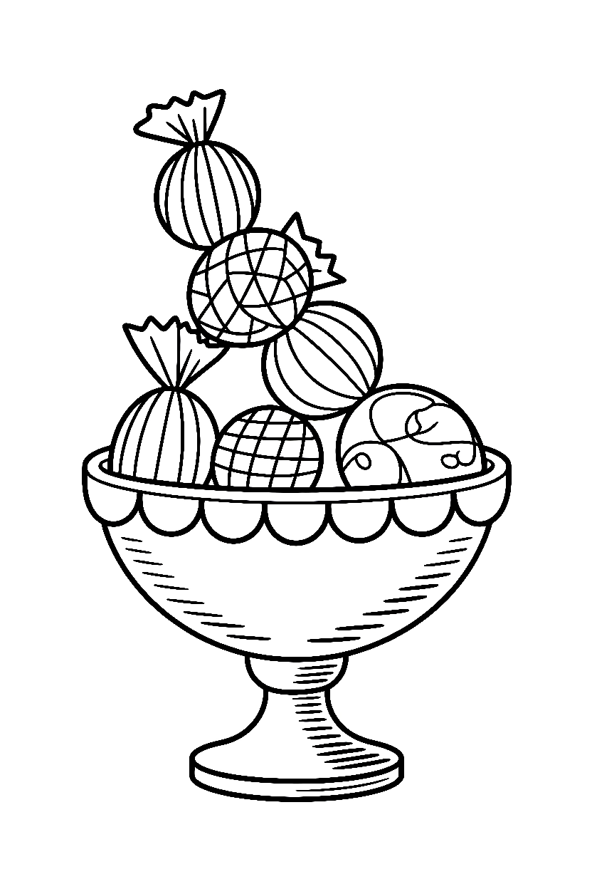 leaning together candy bowl coloring pages