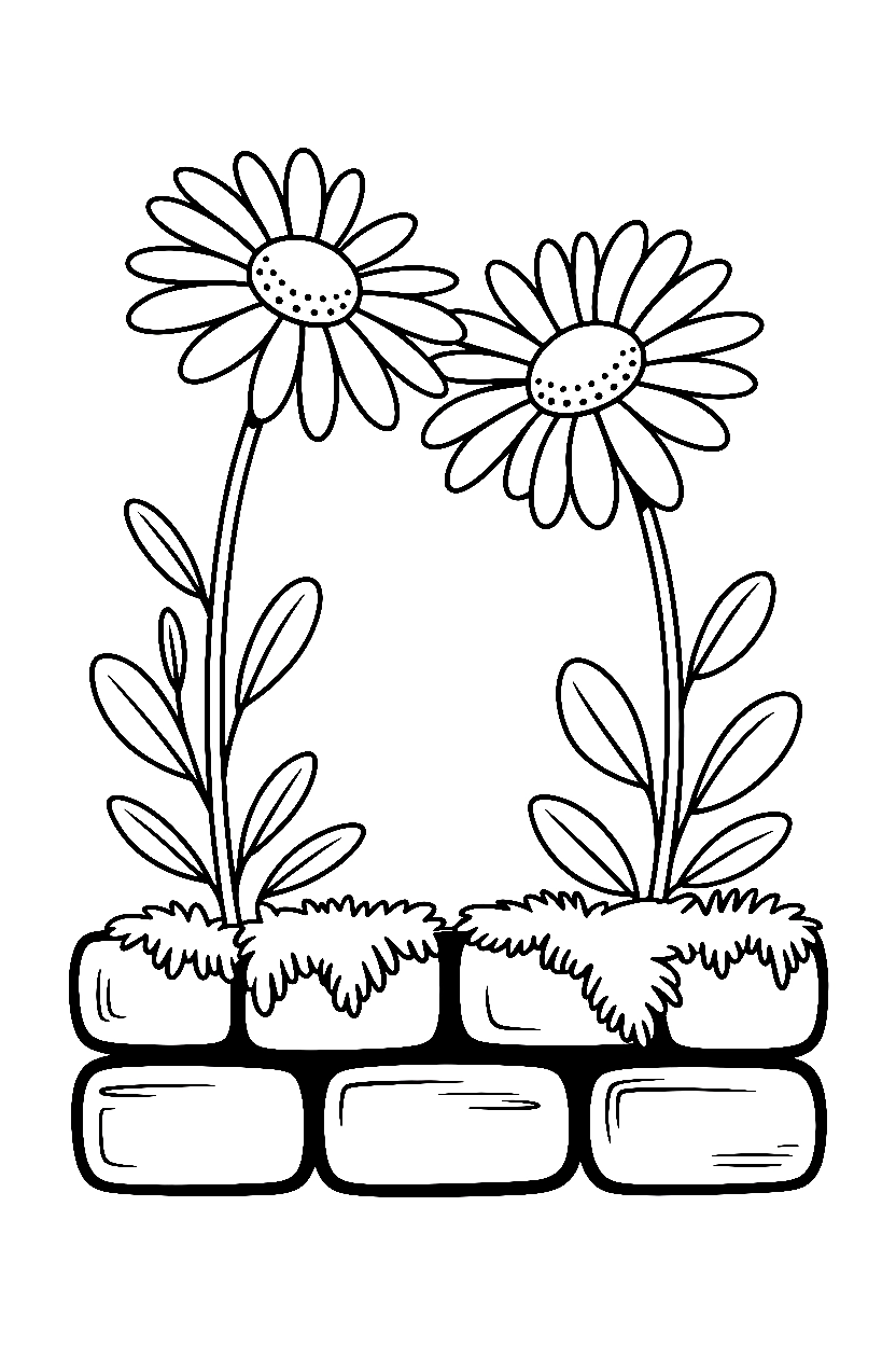 leaning together daisy pathway coloring pages