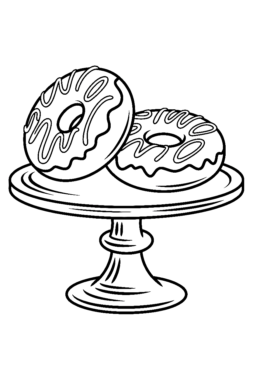 leaning together donut cake stand coloring pages