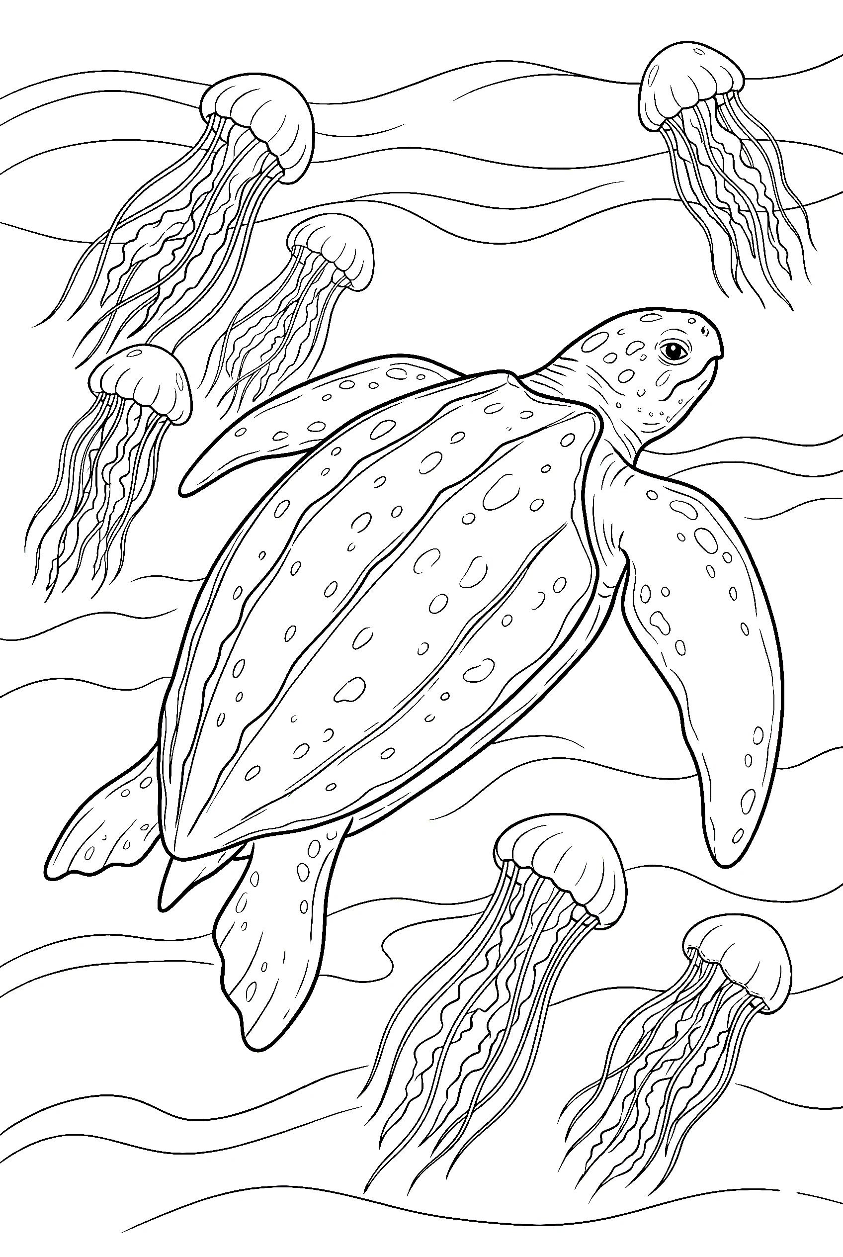 leatherback turtle ocean drawing for kids