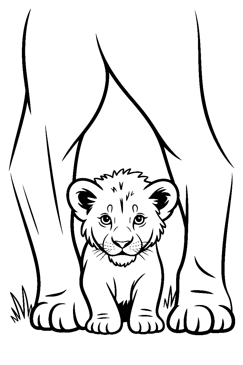 lion cub hiding mother coloring pages lion cub hiding mother coloring pages