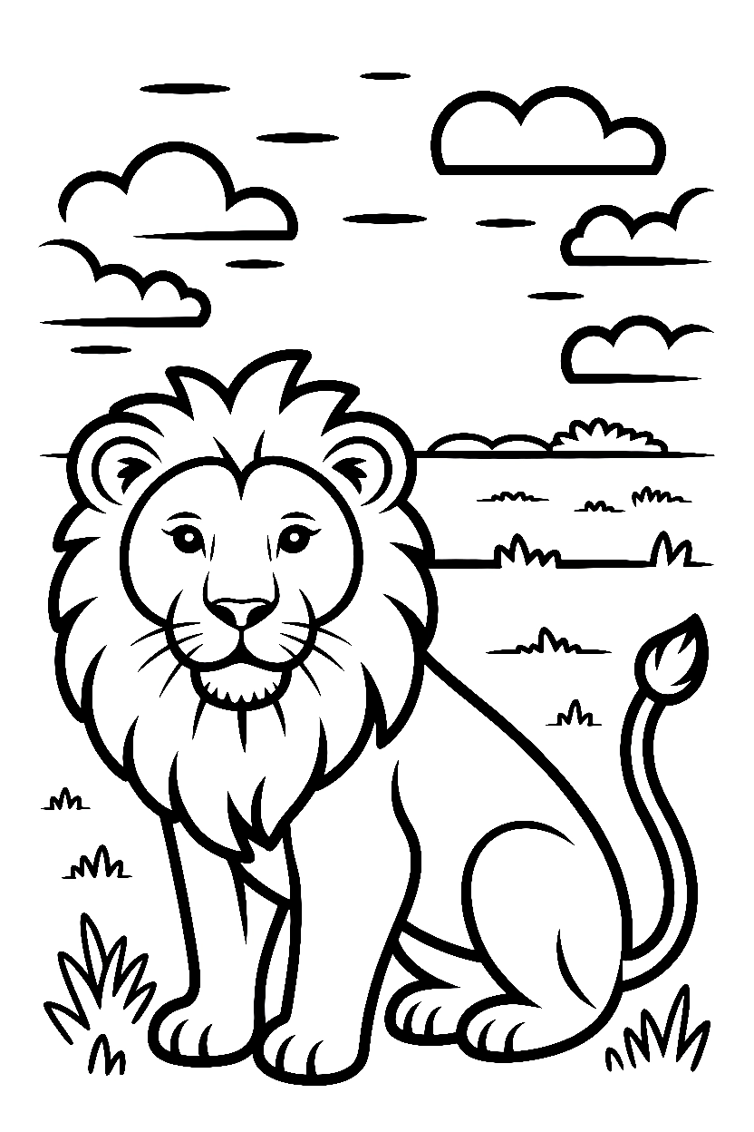 lion sunset tree horizon coloring pages lion sunset tree horizon coloring pages