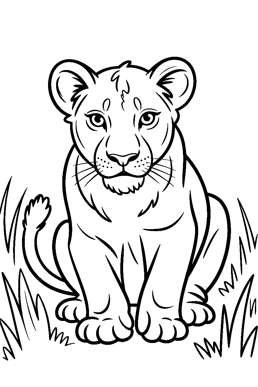 lioness crouching grass hunting printable sheet lioness crouching grass hunting printable sheet