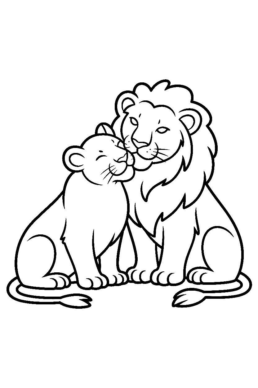 lions grooming pair bonding drawing lions grooming pair bonding drawing