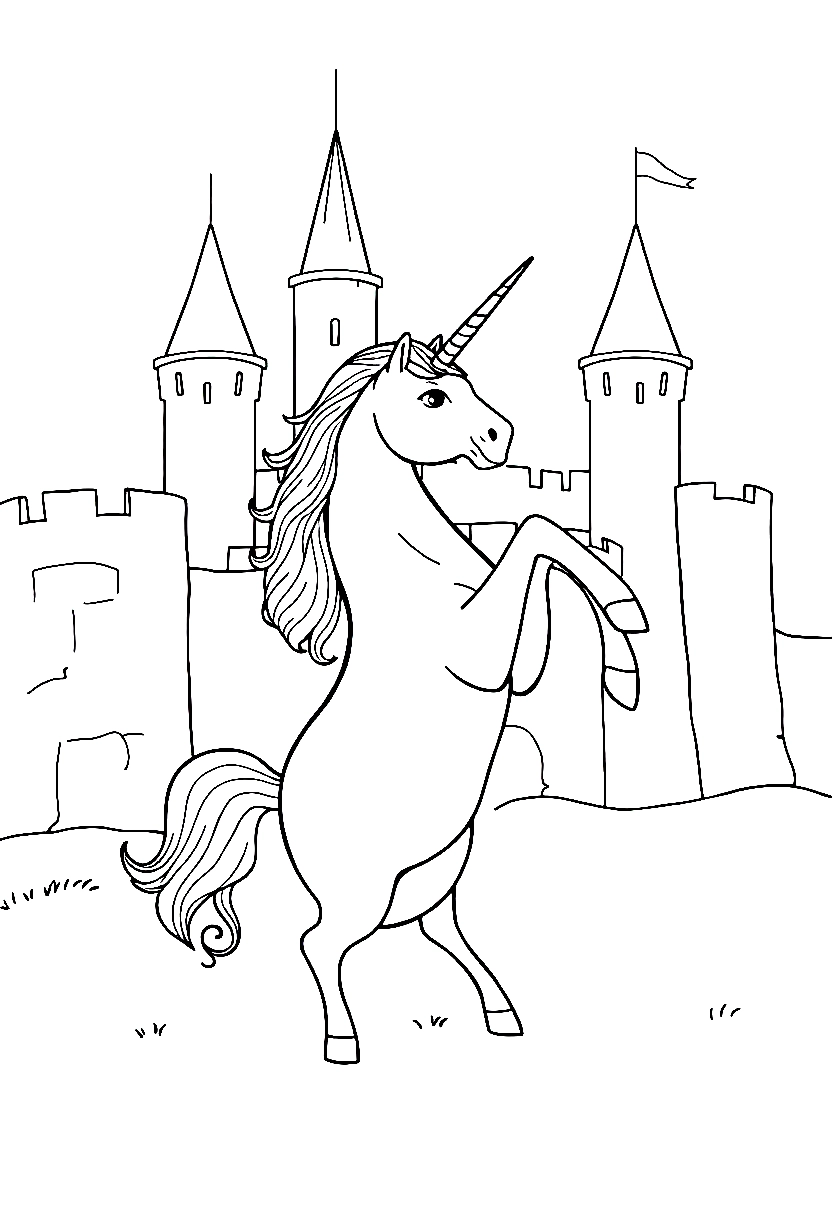 majestic unicorn castle rearing coloring pages