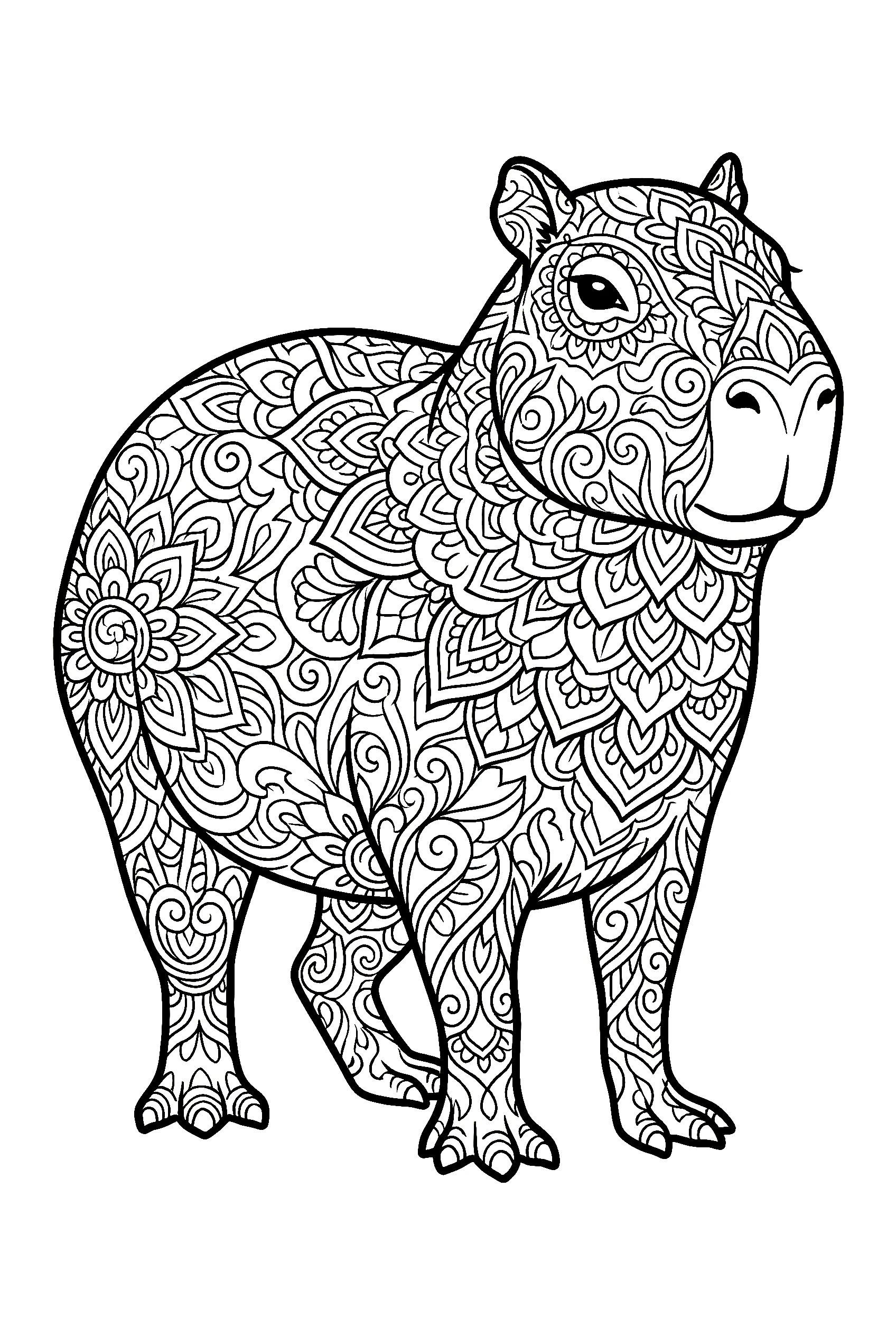 mandala capybara art coloring pages