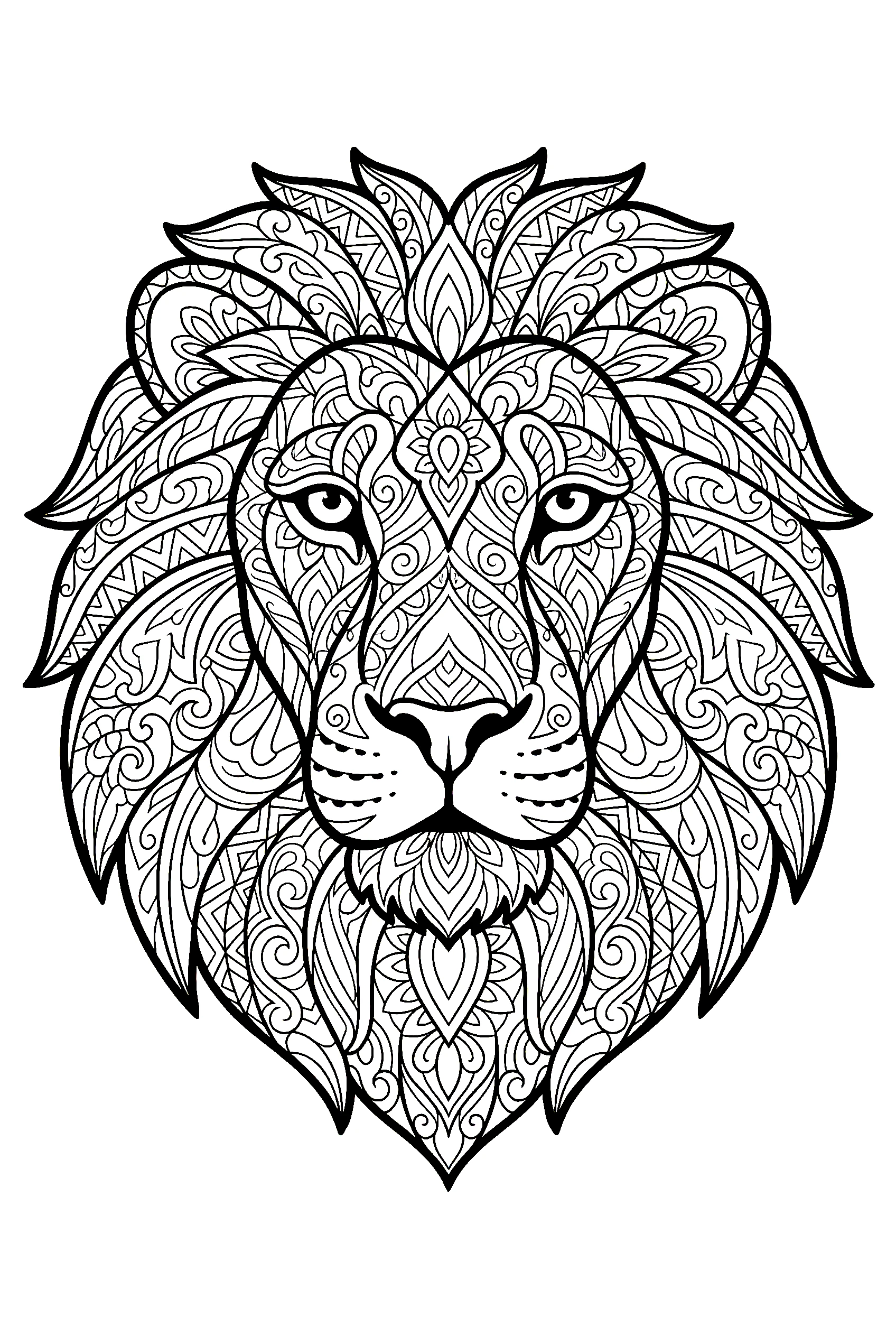 mandala lion head coloring pages