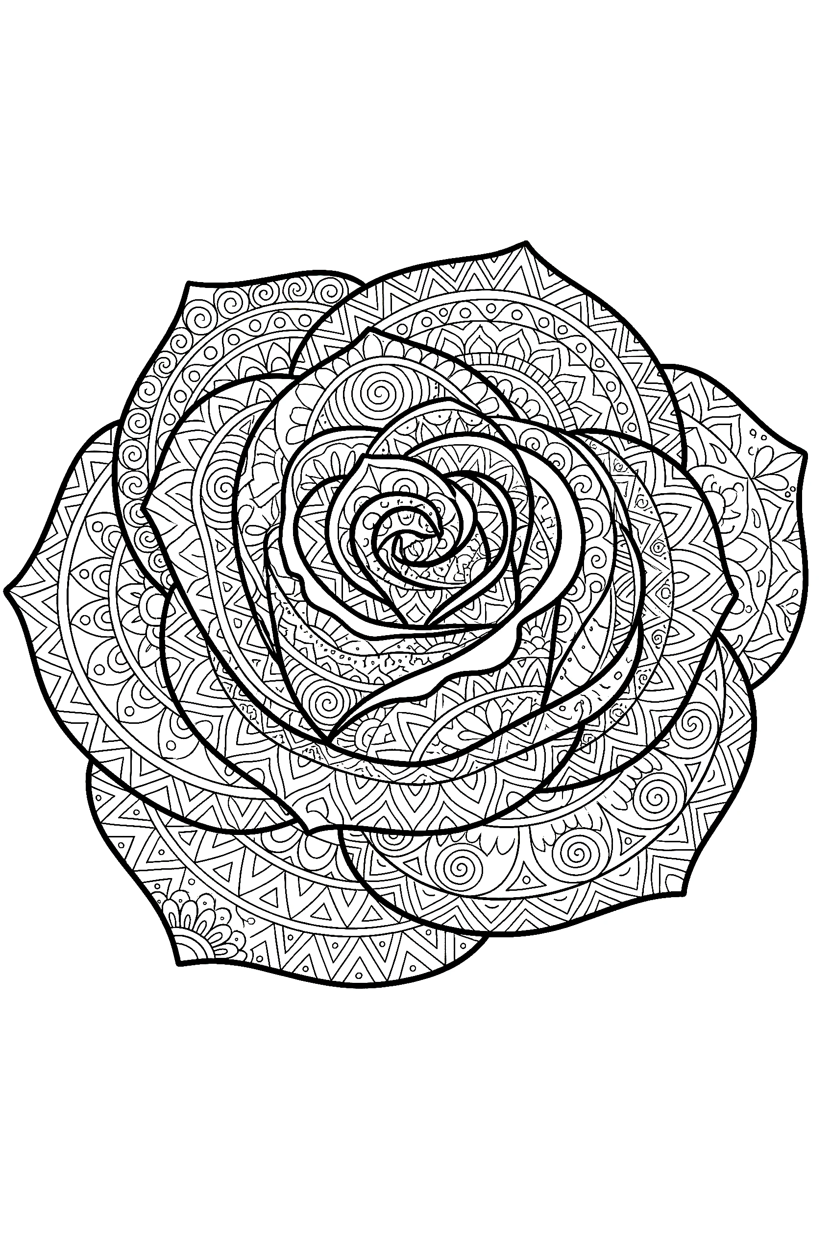 mandala rose pattern coloring pages