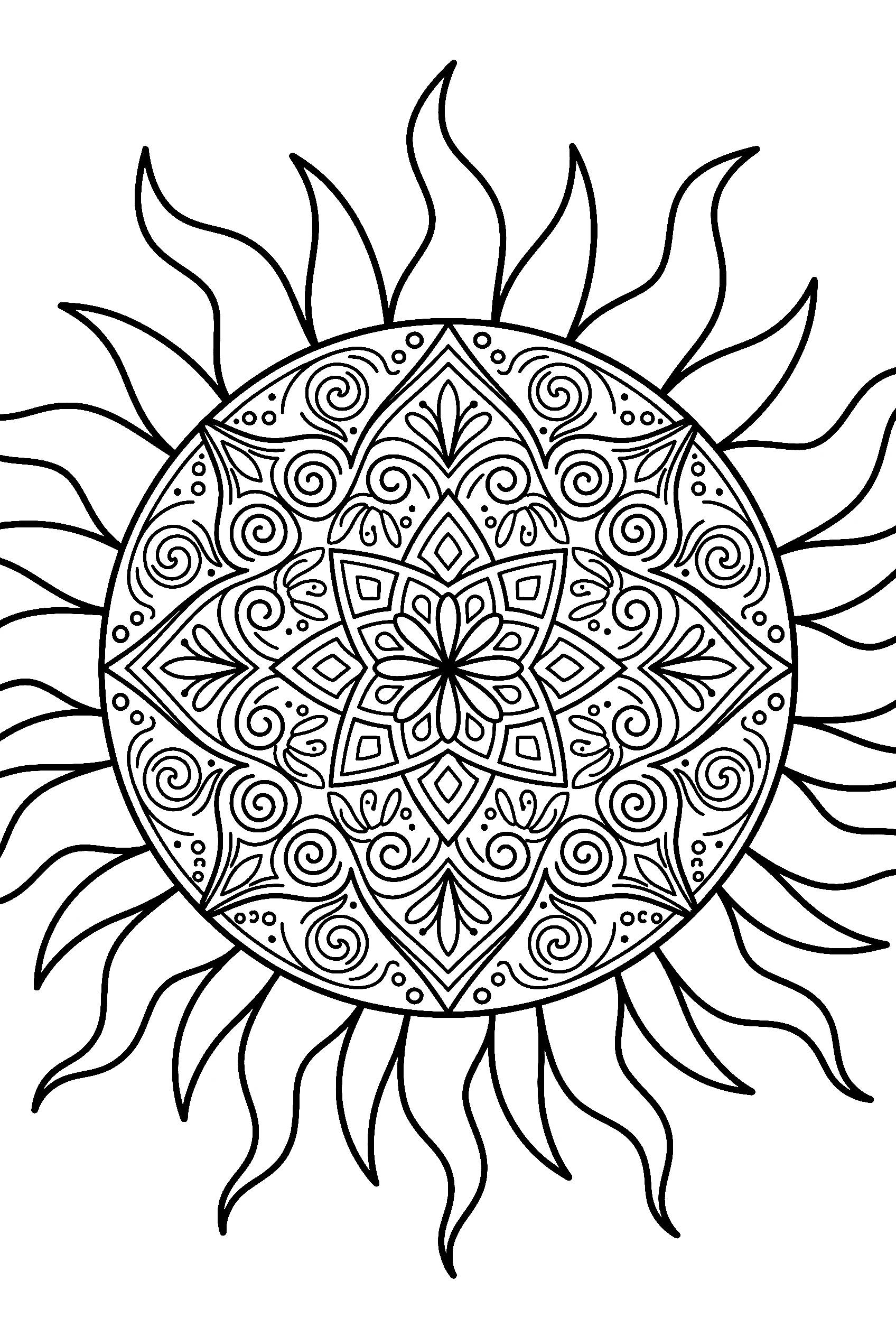 mandala sun beach art printable sheet