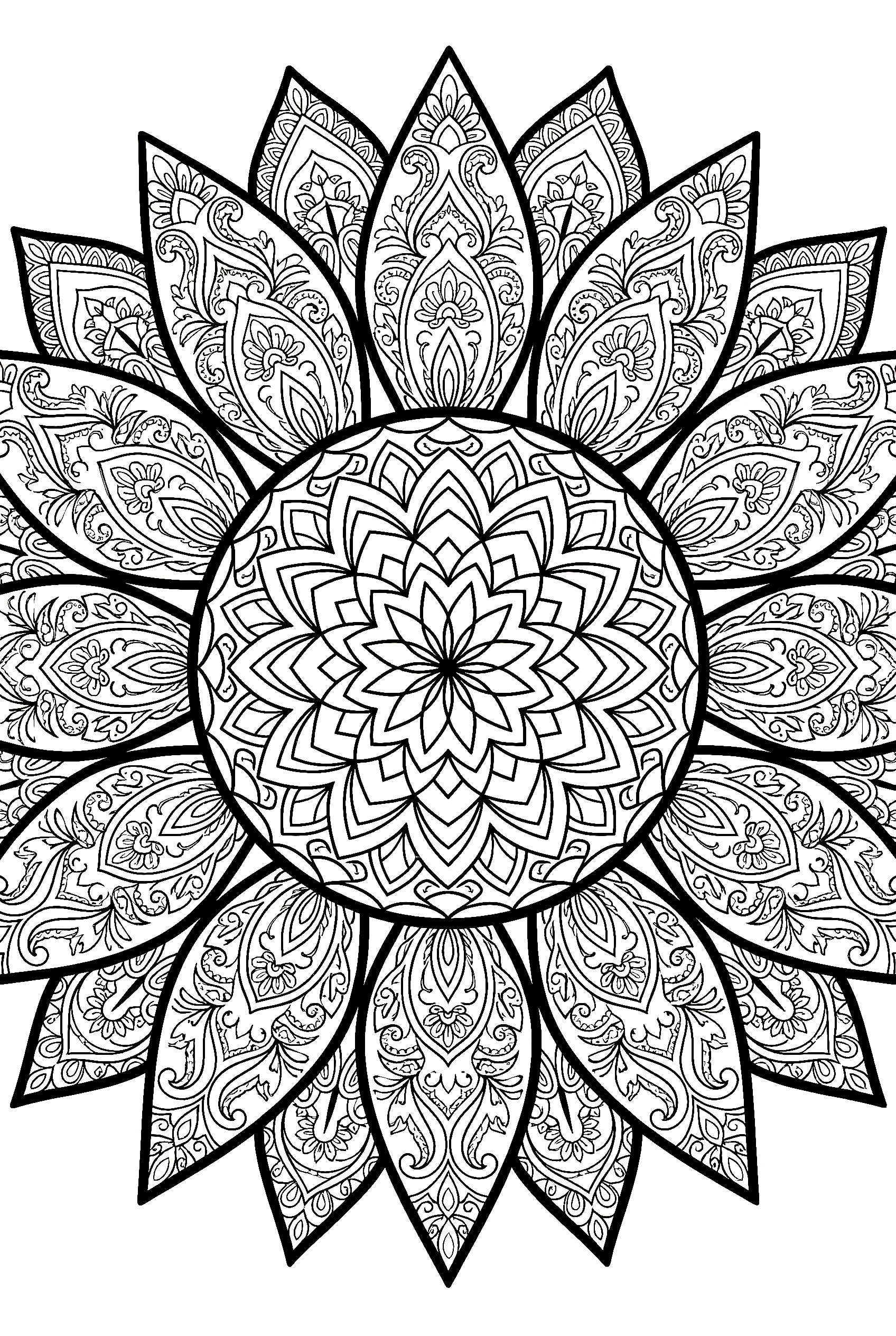 mandala sunflower nature coloring pages
