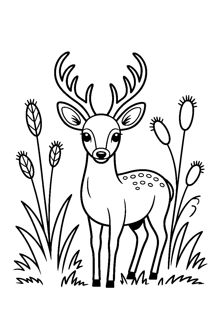meadow clearing deer grass coloring pages