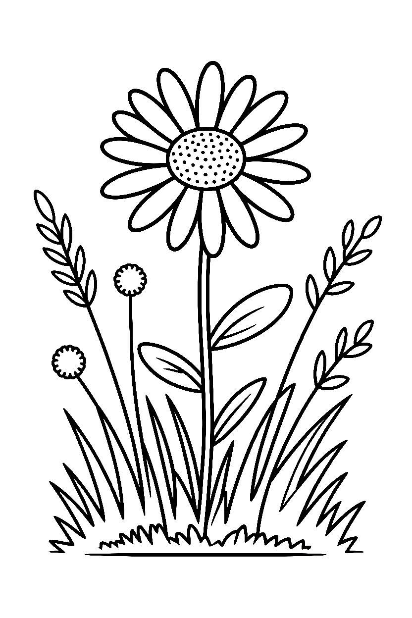 meadow patch daisy grass printable sheet