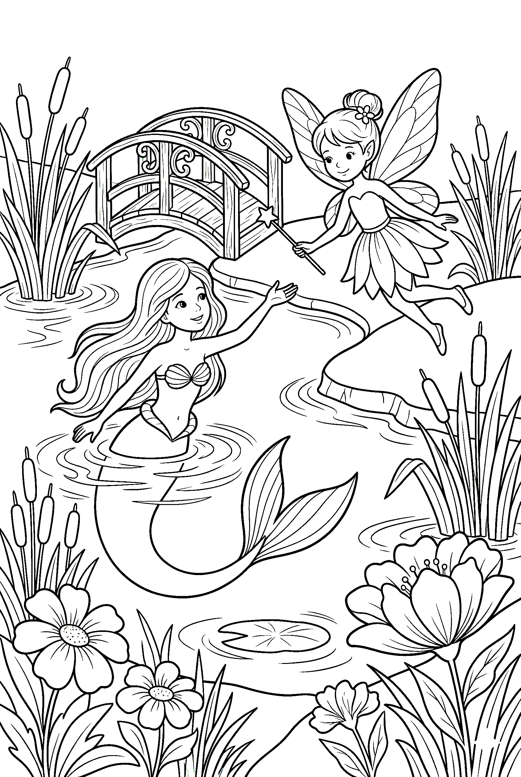 mermaid friend fairy coloring pages mermaid friend fairy coloring pages