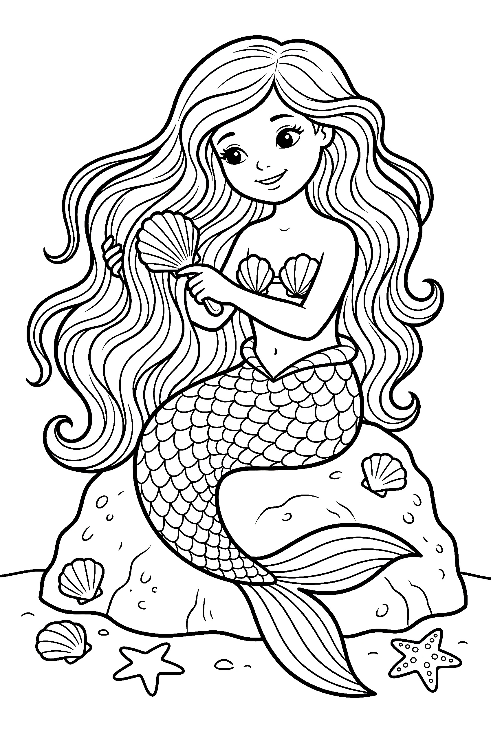 mermaid ocean rock coloring pages