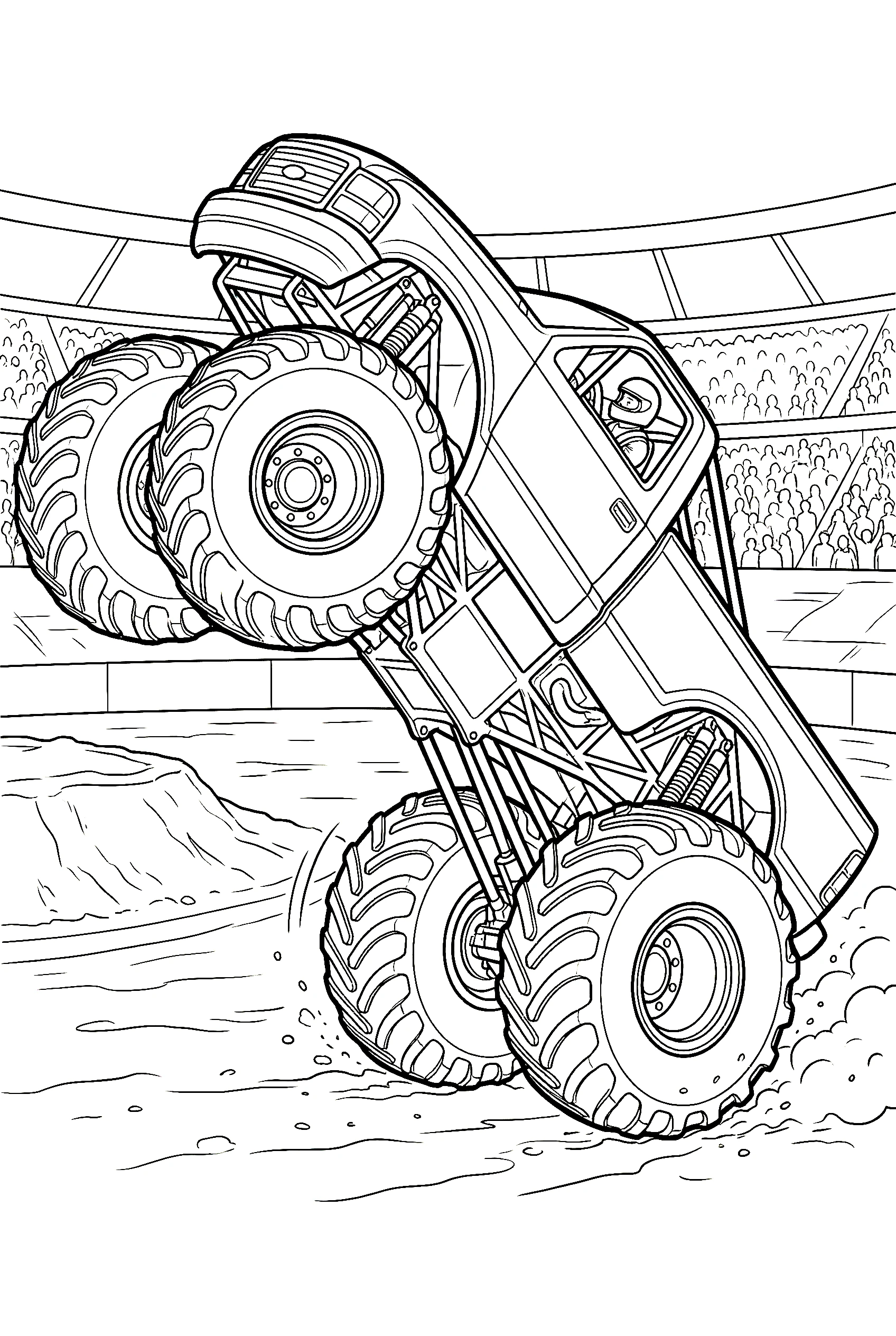monster truck coloring pages wheelie
