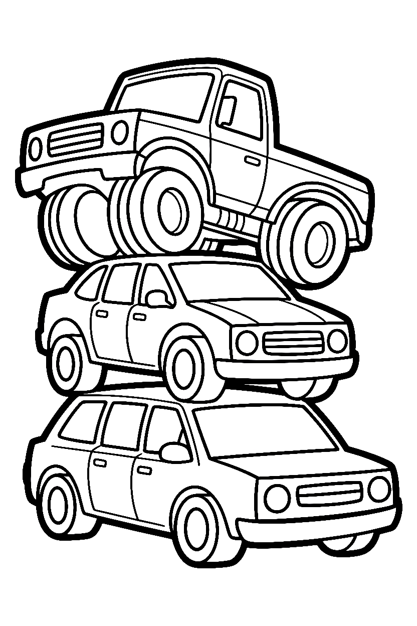 monster truck crushing cars drawing