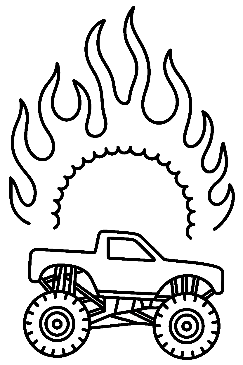monster truck fire ring printable sheet