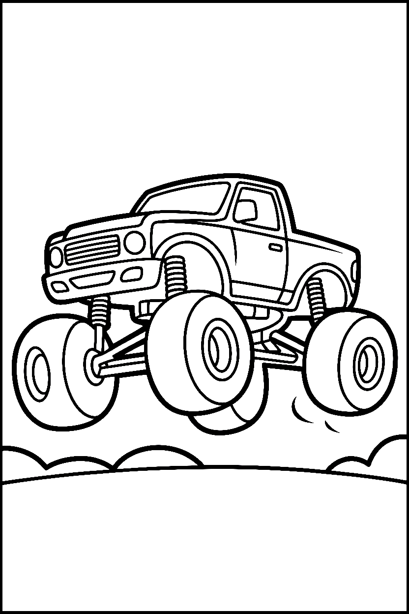 monster truck landing impact coloring pages