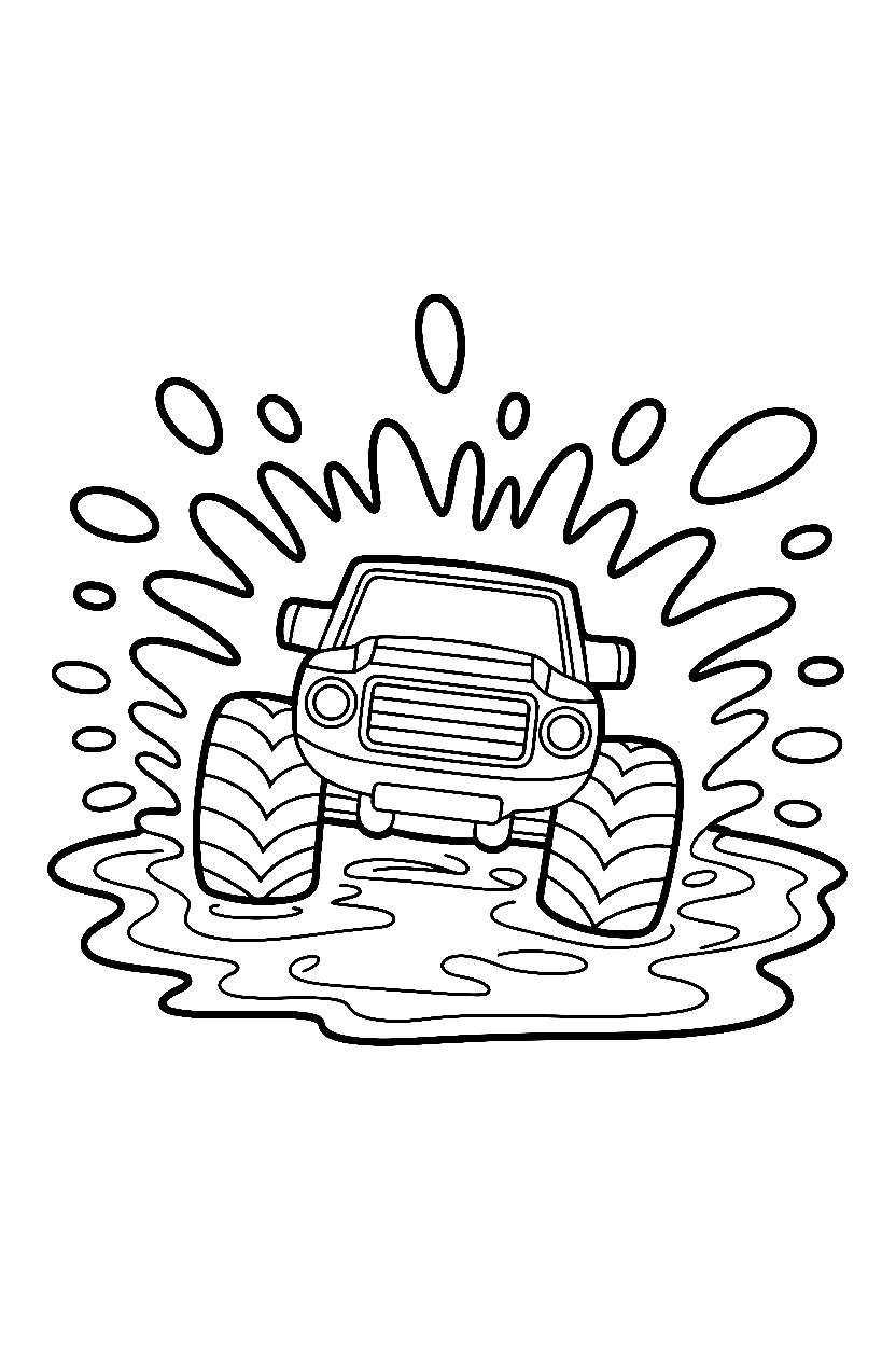 monster truck mud splash drawing
