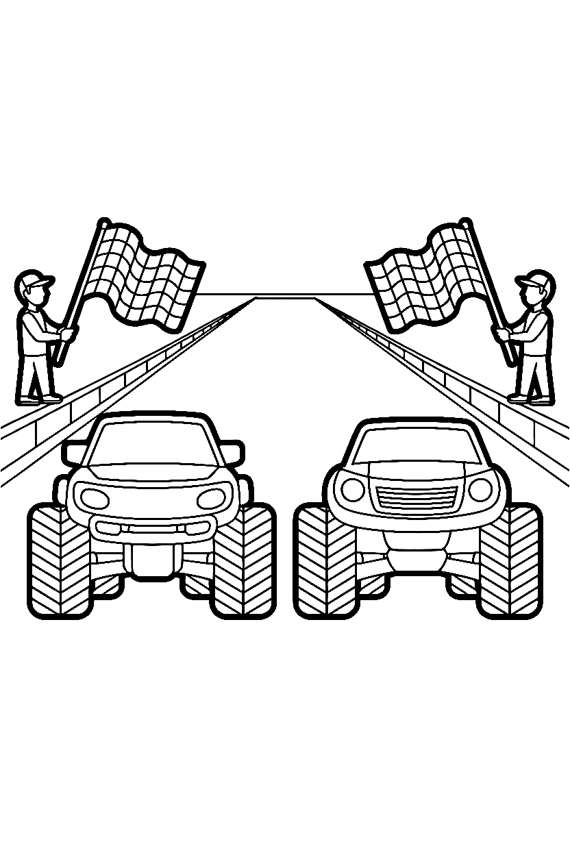 monster truck race start drawing