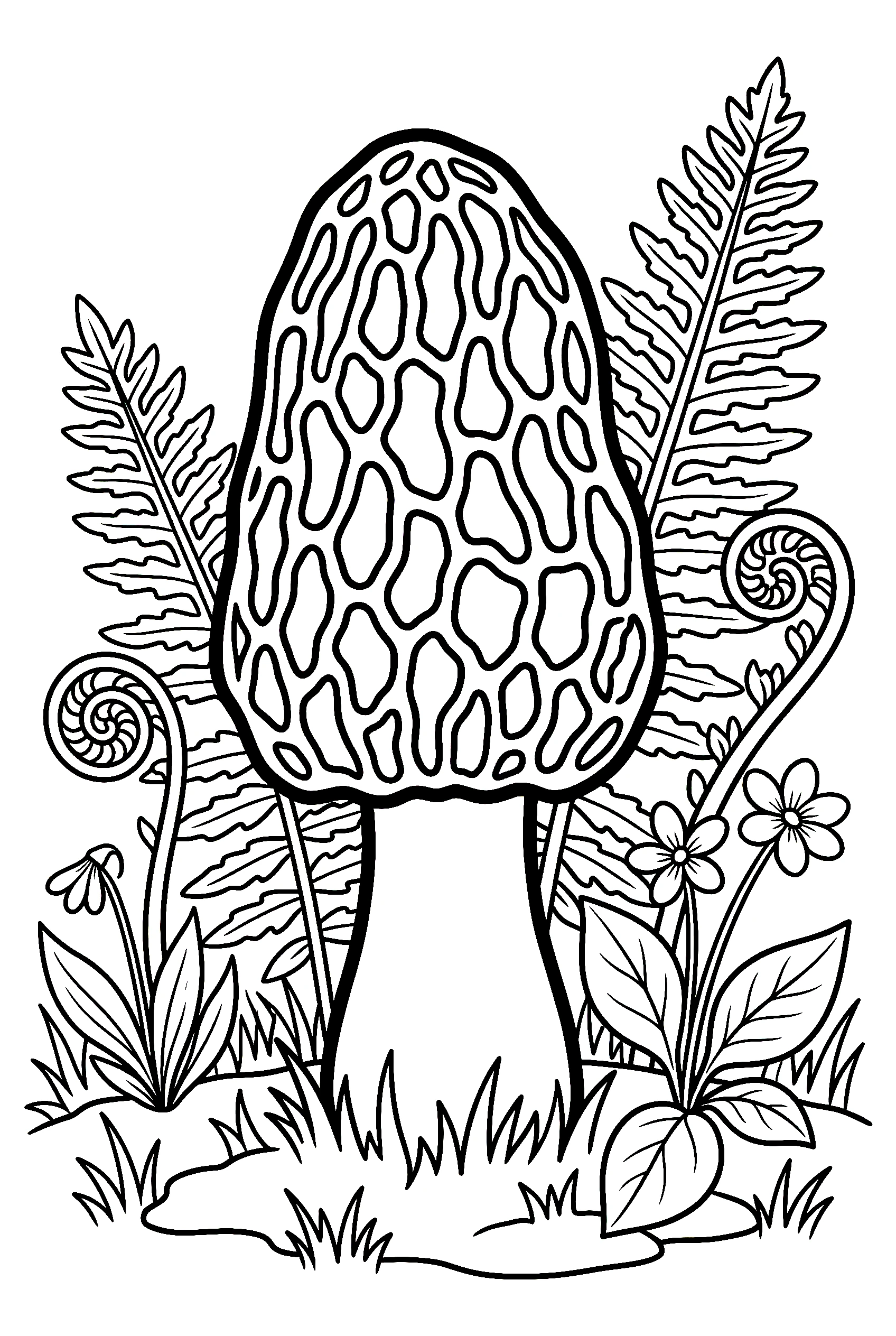 morel mushroom spring forest printable sheet