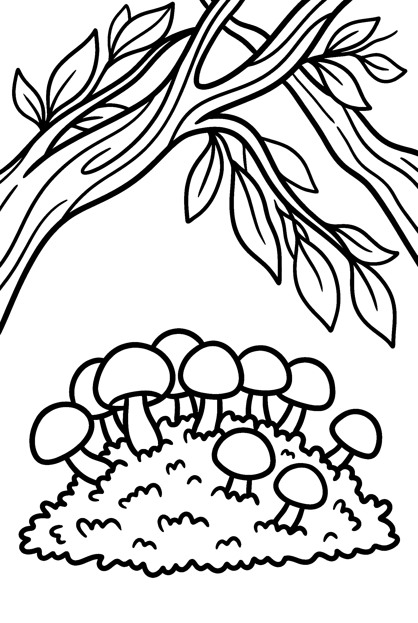 moss mushrooms woodland canopy coloring pages