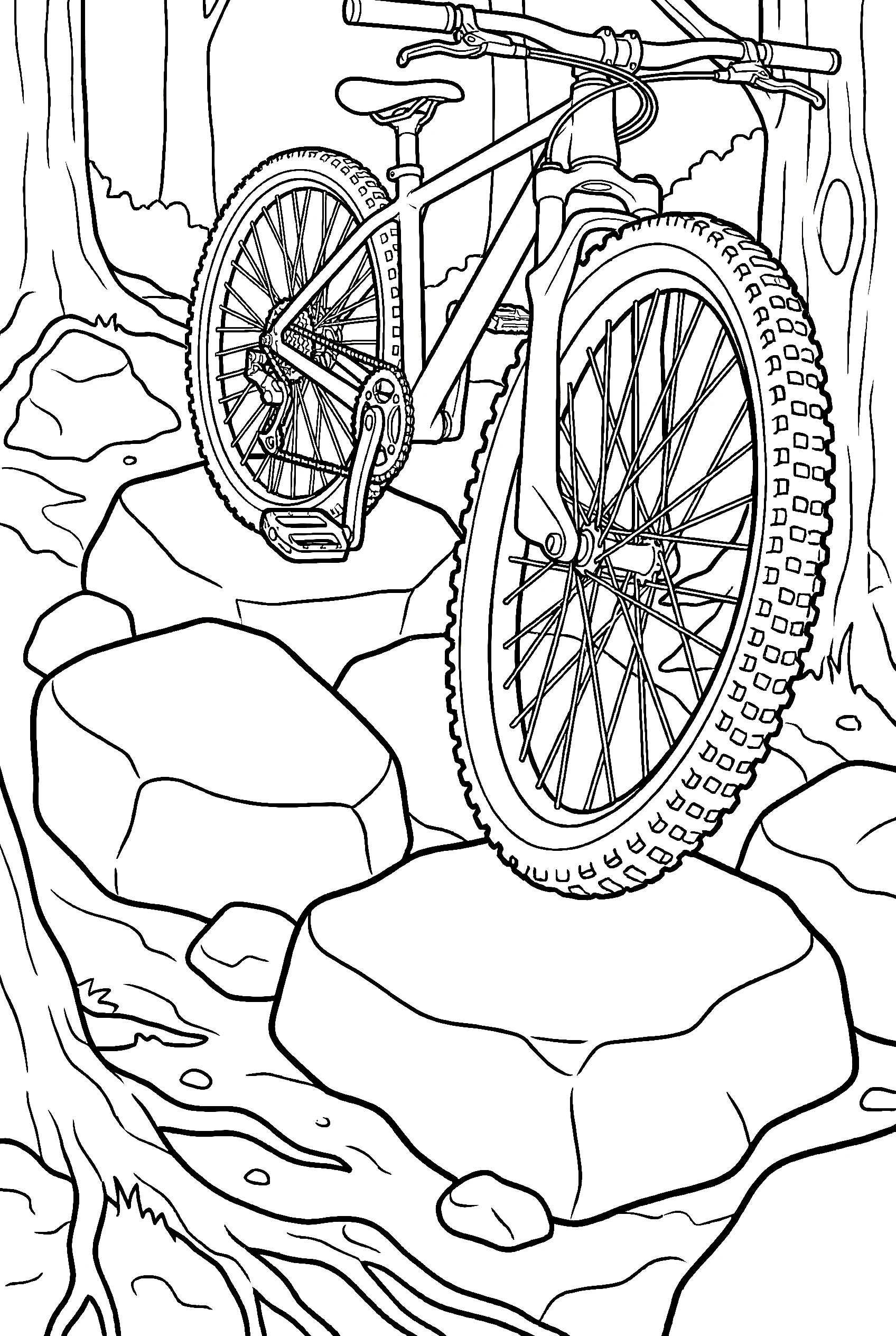mountain bike on trail printable sheet