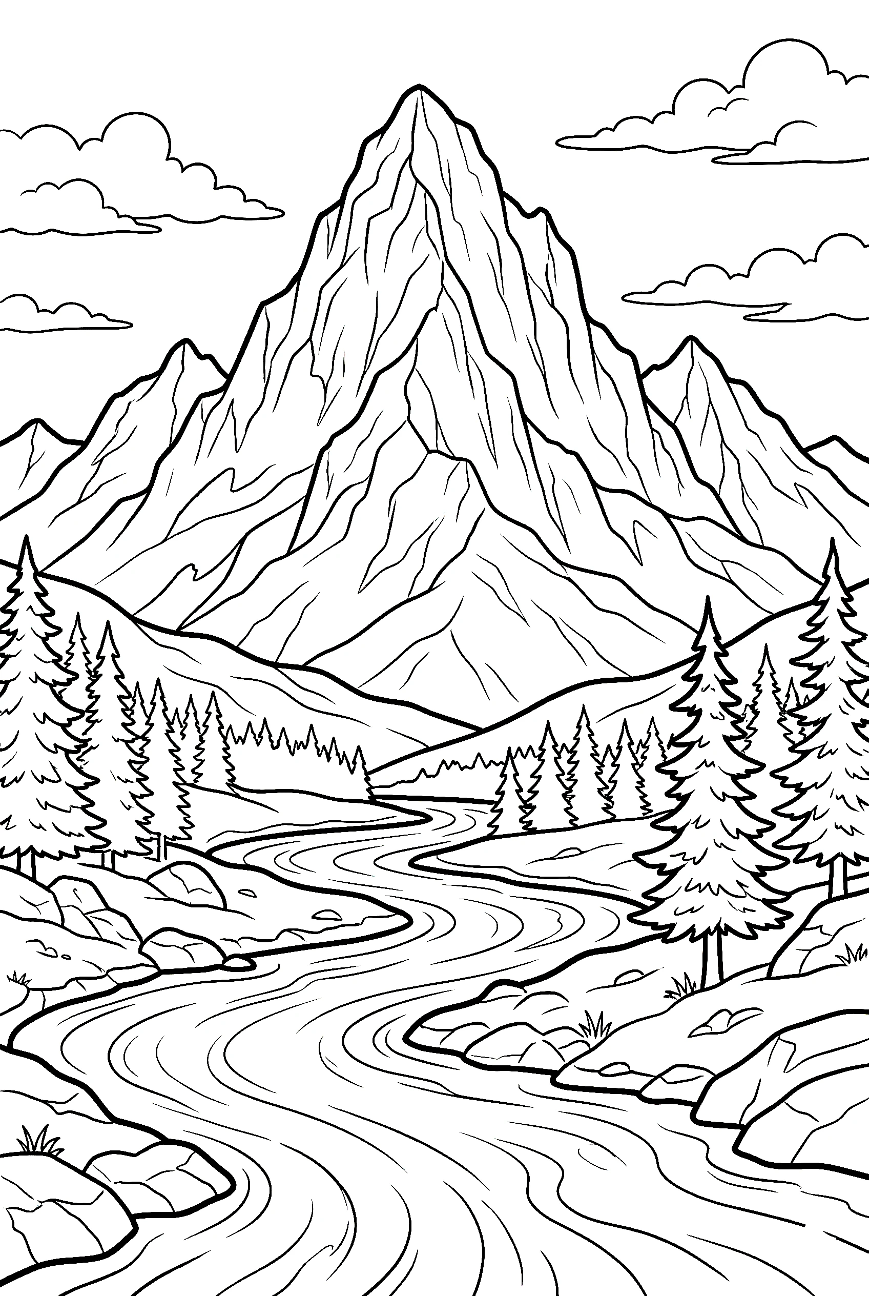 mountain landscape nature coloring pages