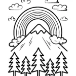 mountain-slope-with-pines-rainbow-drawing