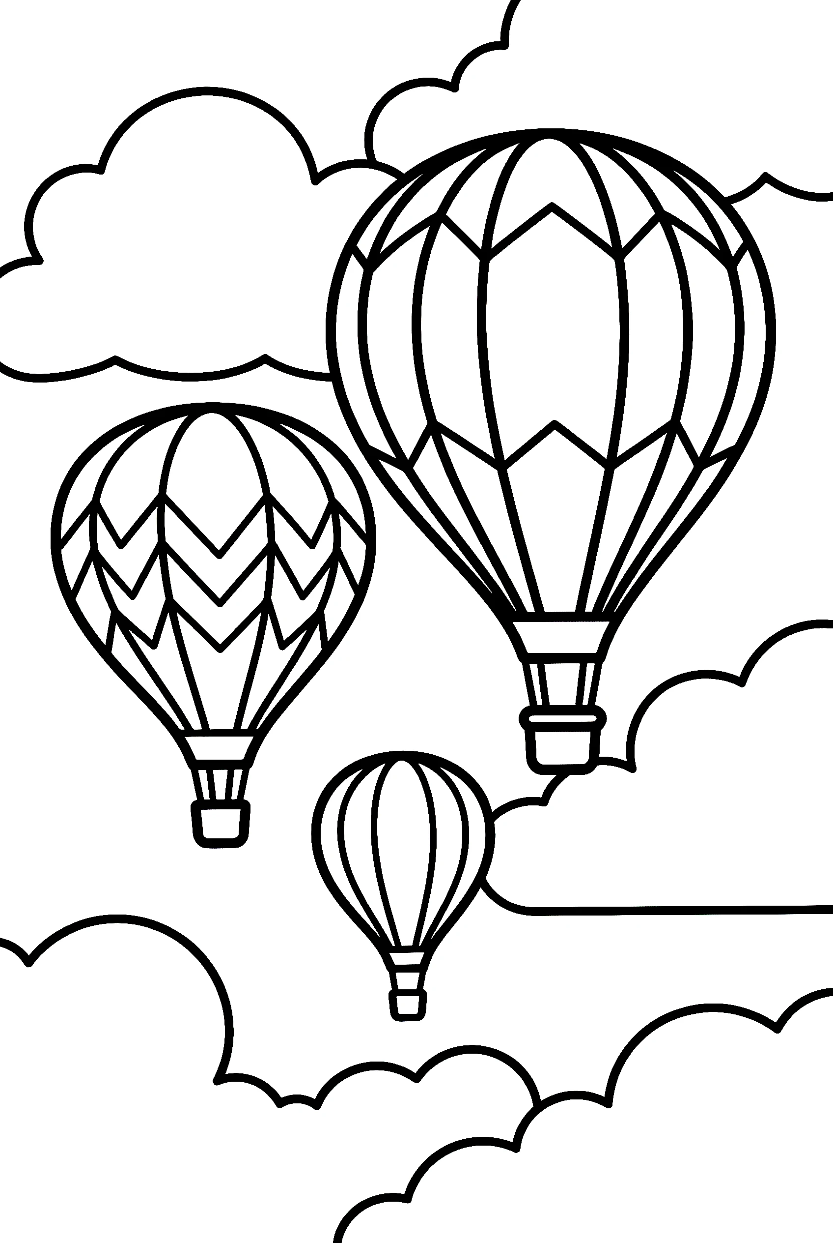 multiple balloons cloudy sky printable sheet