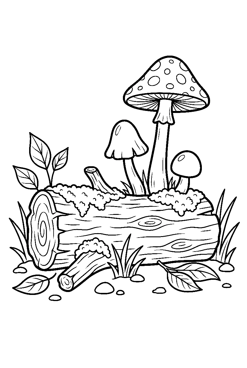 mushrooms on log printable sheet