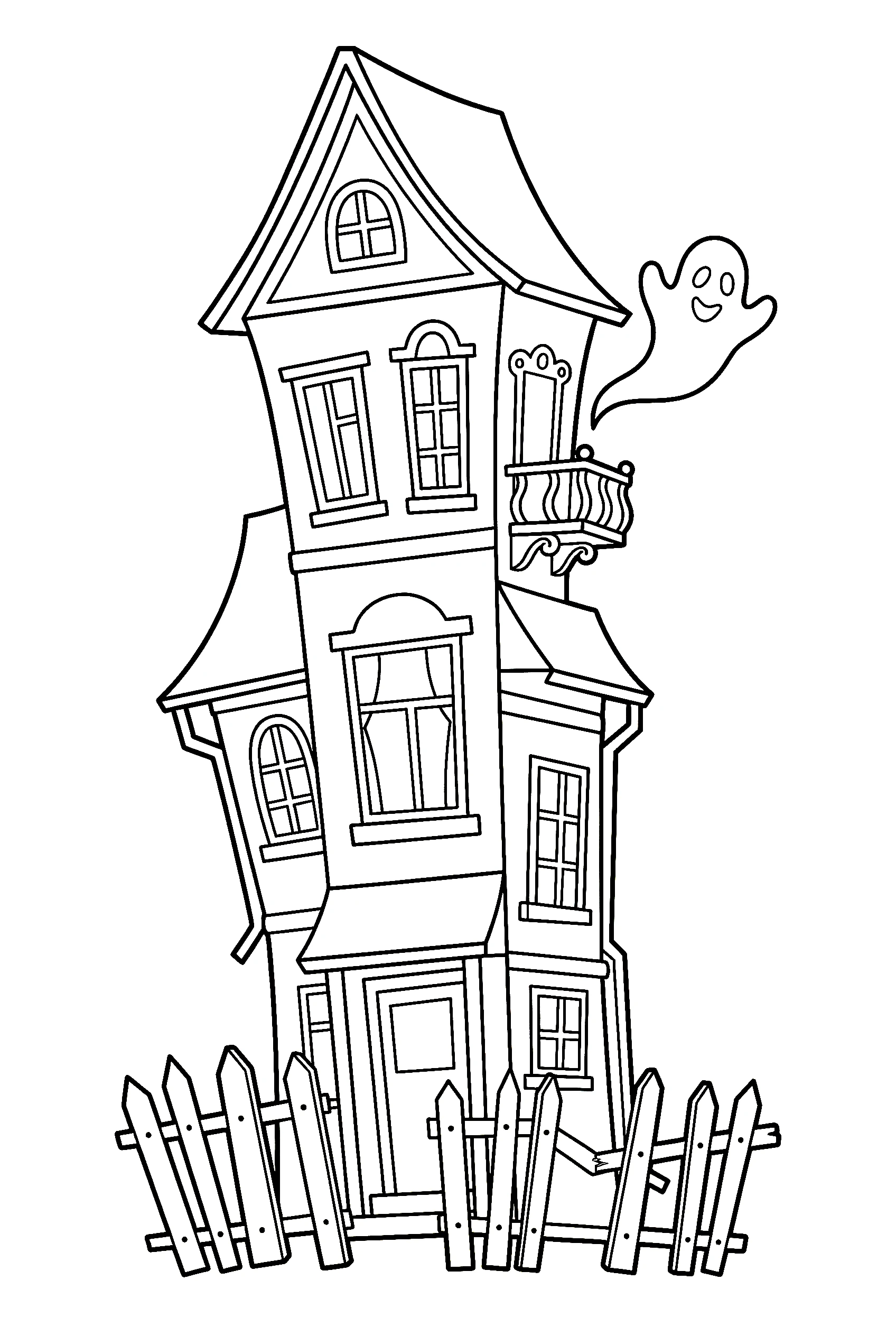narrow house ghost balcony illustration template