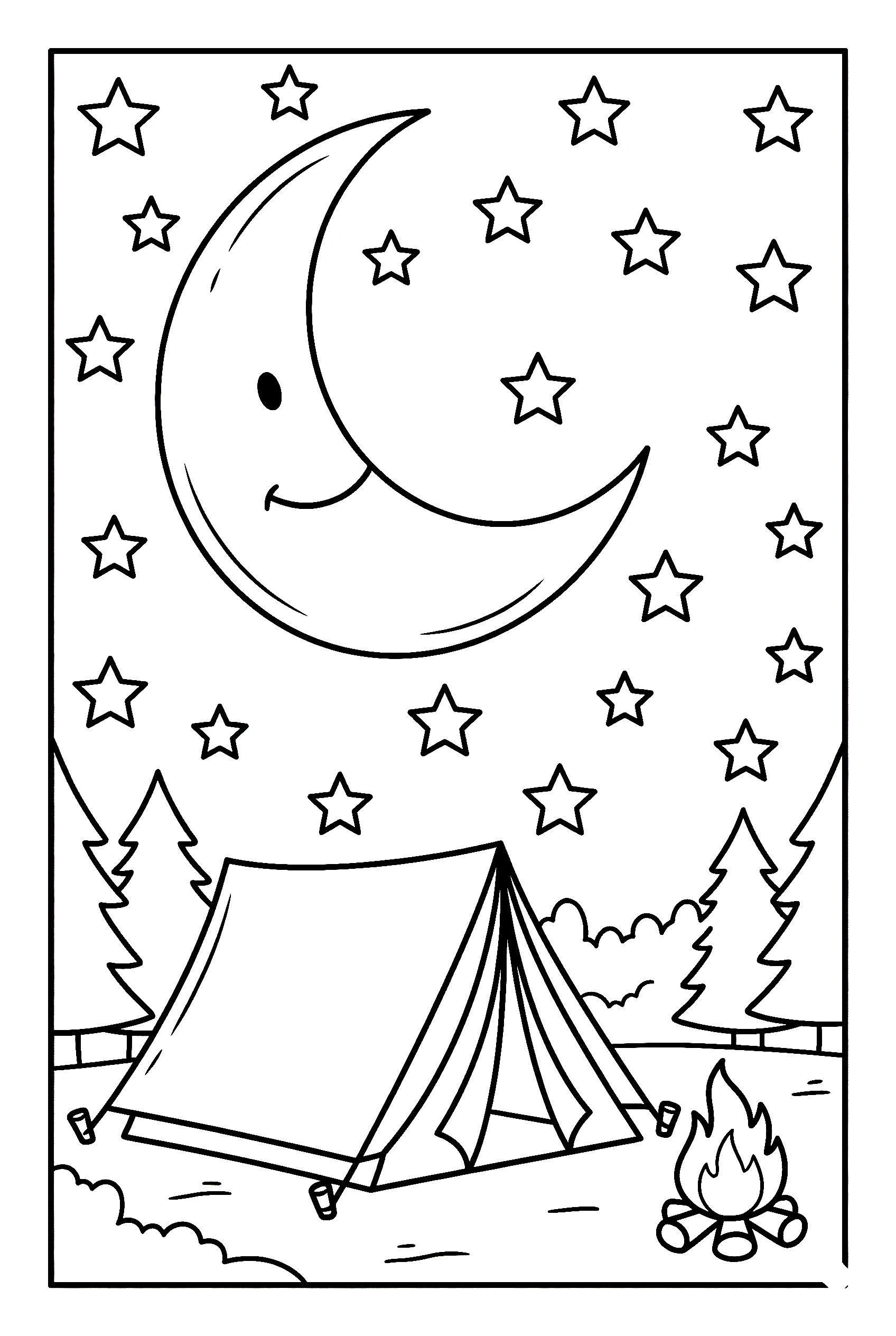 night sky camping coloring pages