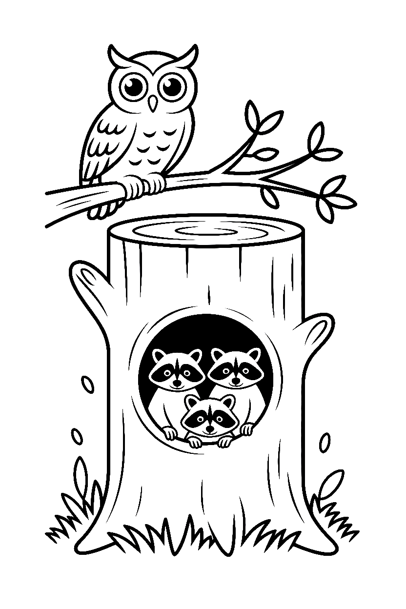 owl hollow tree printable sheet