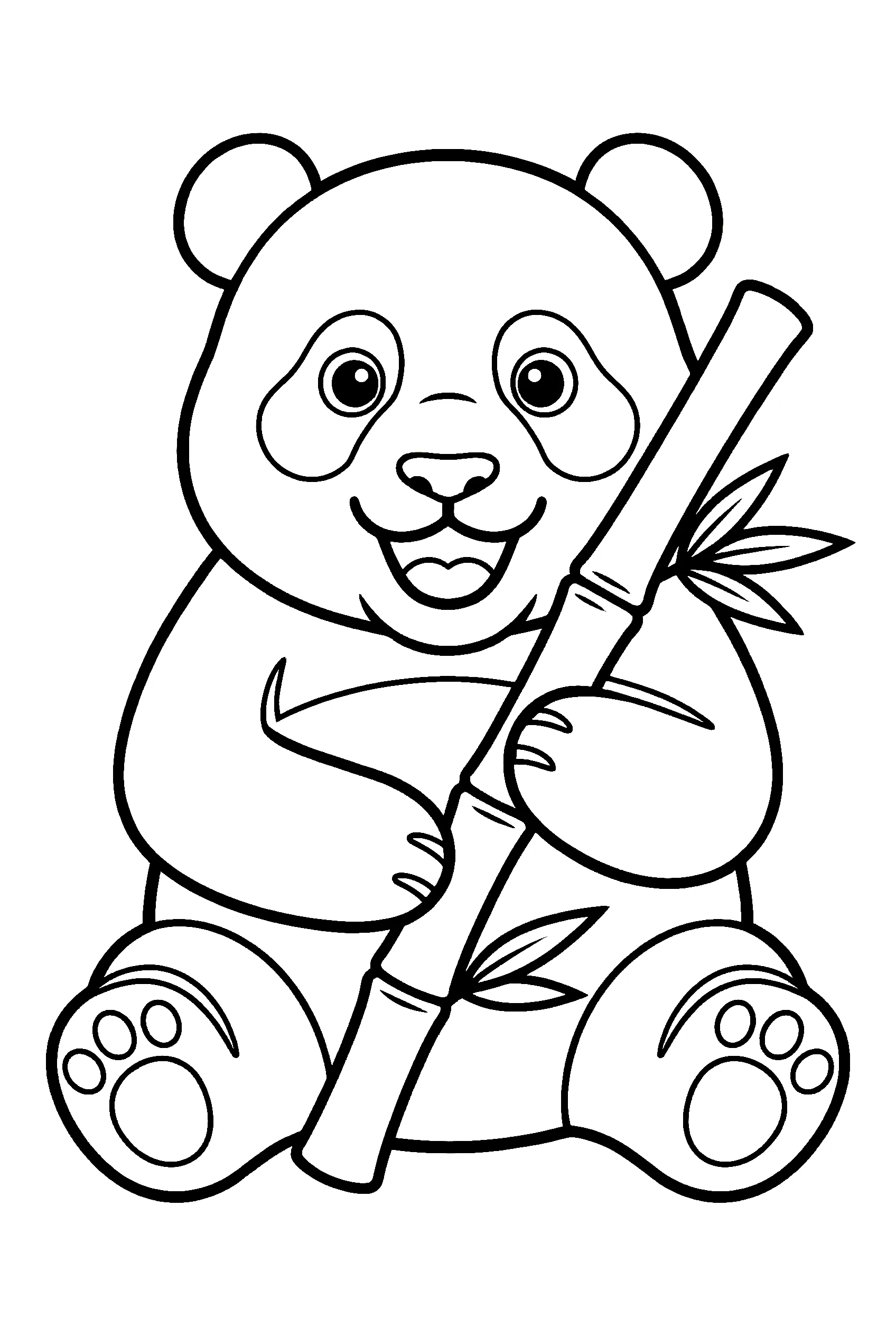 panda bear eating bamboo drawing for kids