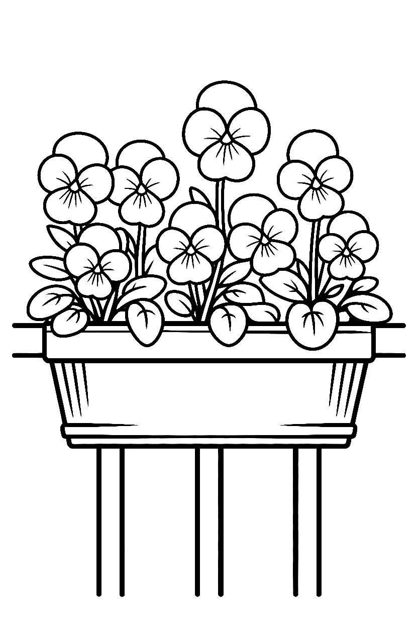pansies planter box porch printable sheet
