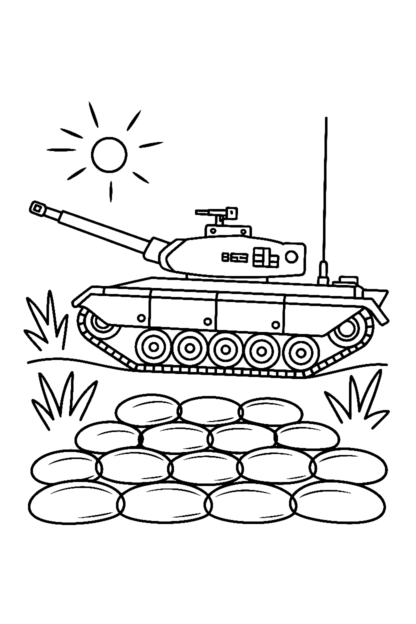 peeking behind berm tank coloring pages