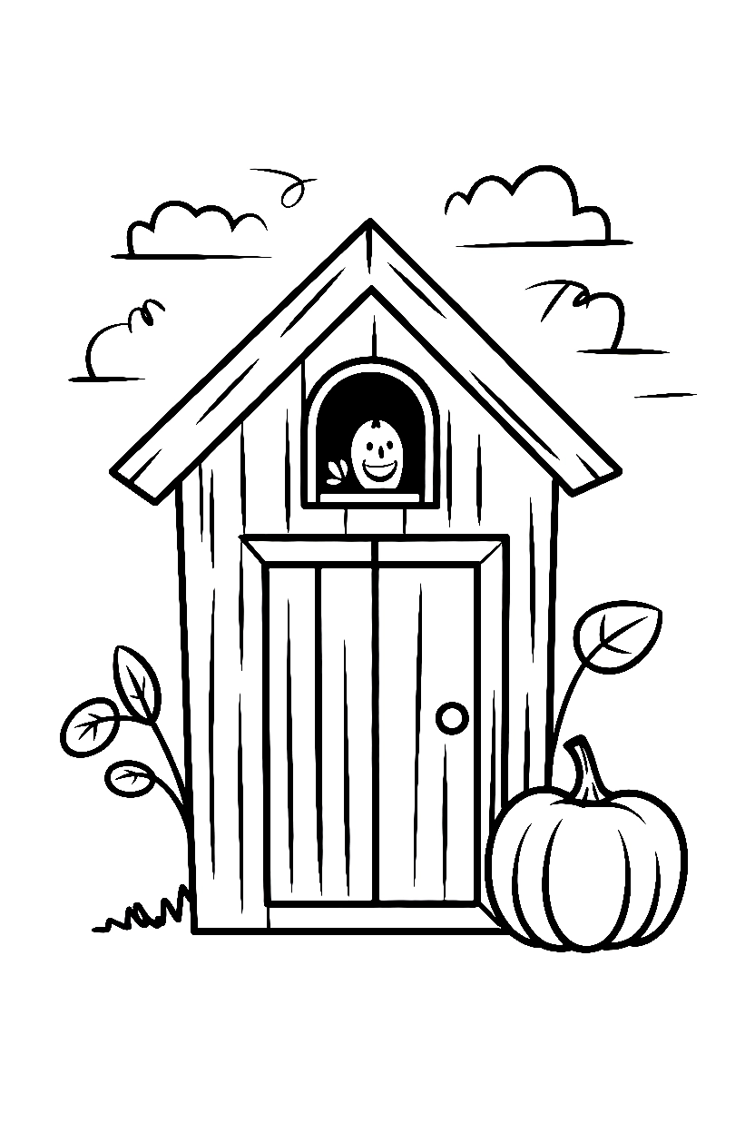 peeking beside shed pumpkin printable sheet