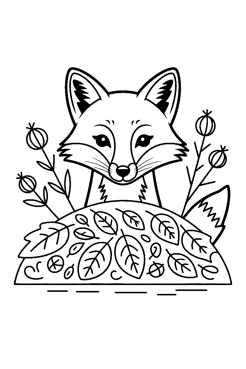 peeking fox autumn mound coloring pages peeking fox autumn mound coloring pages