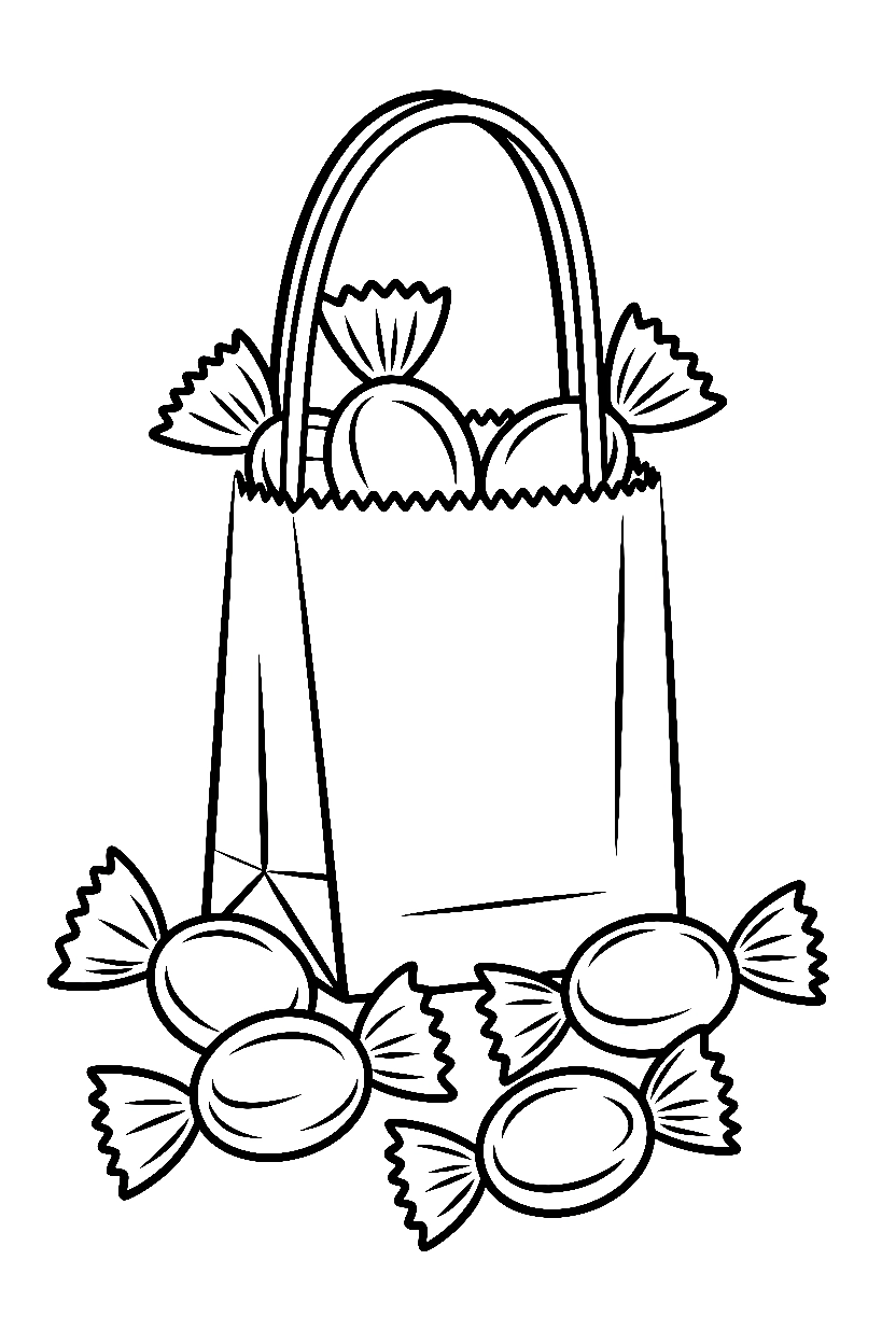 peeking from bag candy coloring pages