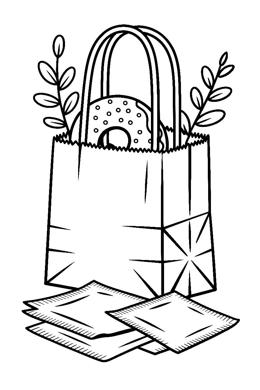 peeking from bag donut coloring pages