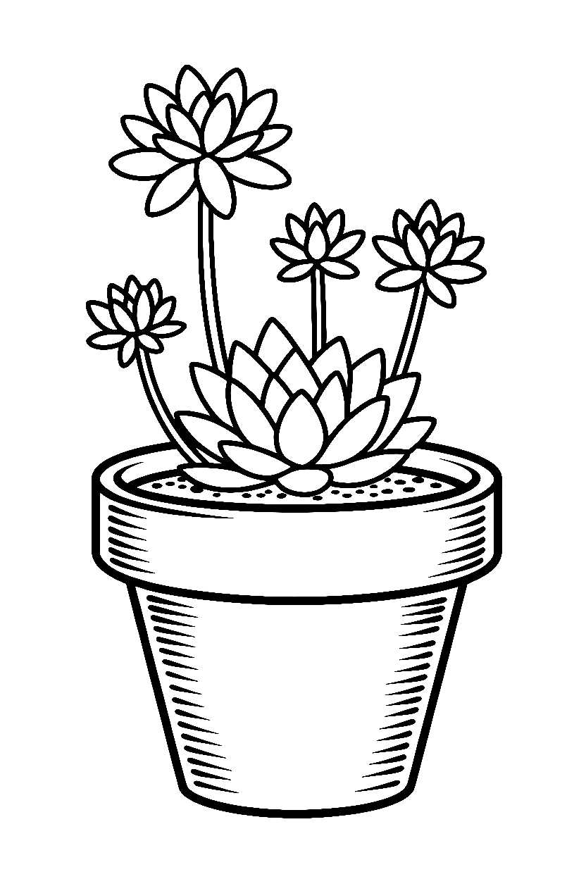 peeking succulent textured pot coloring pages