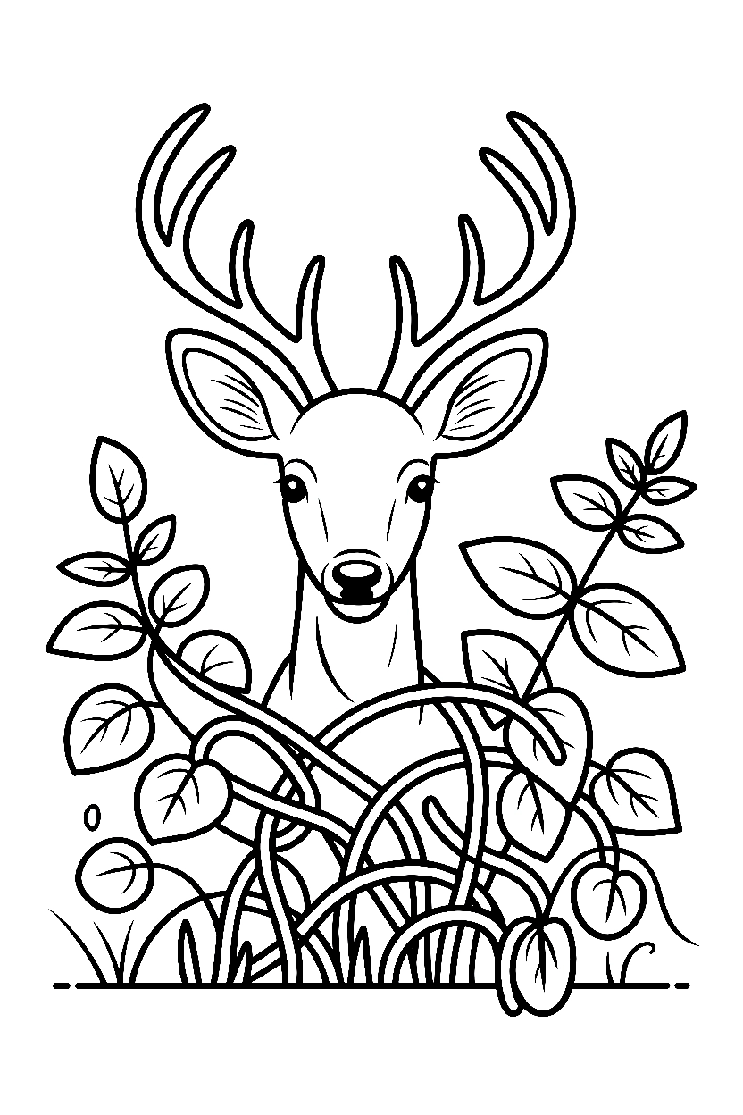peeking through undergrowth deer drawing