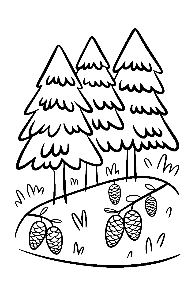 pine hillside forest coloring pages
