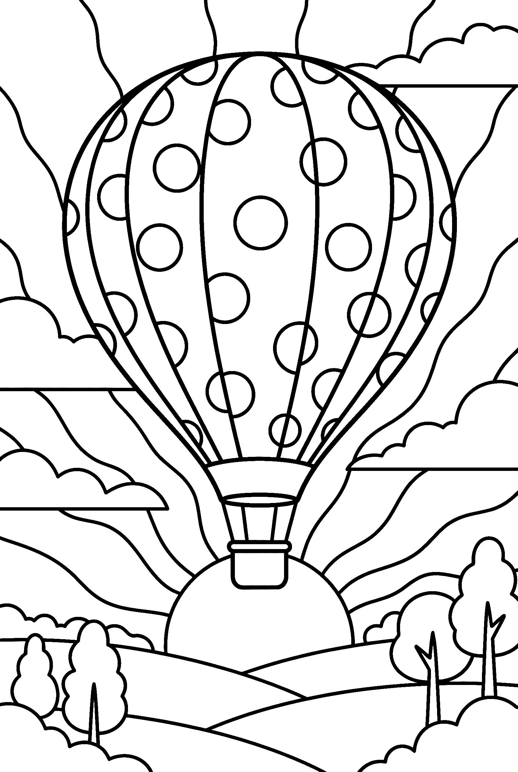 polka dot balloon sunrise coloring pages