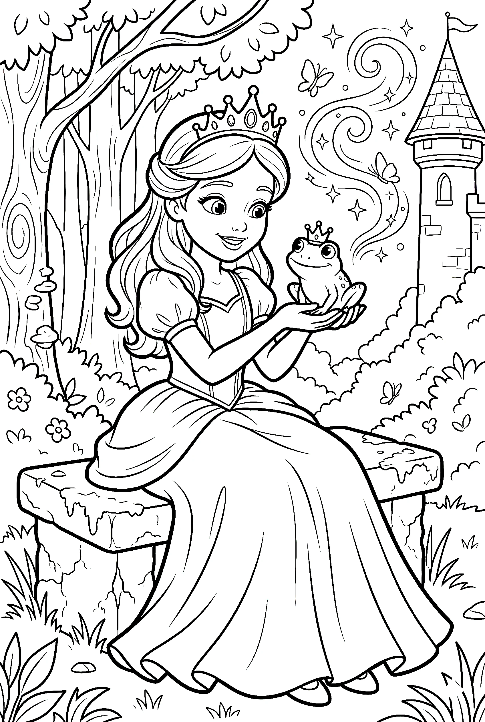 princess coloring pages with frog